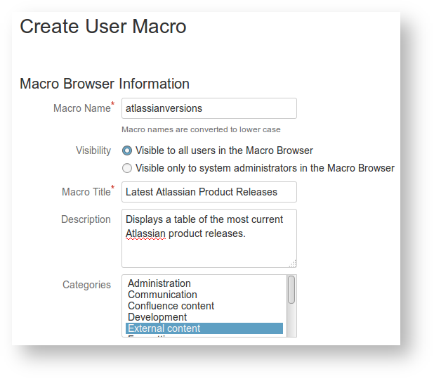Knowledge Base > Atlassian Product Releases Macro > usermacro1.png